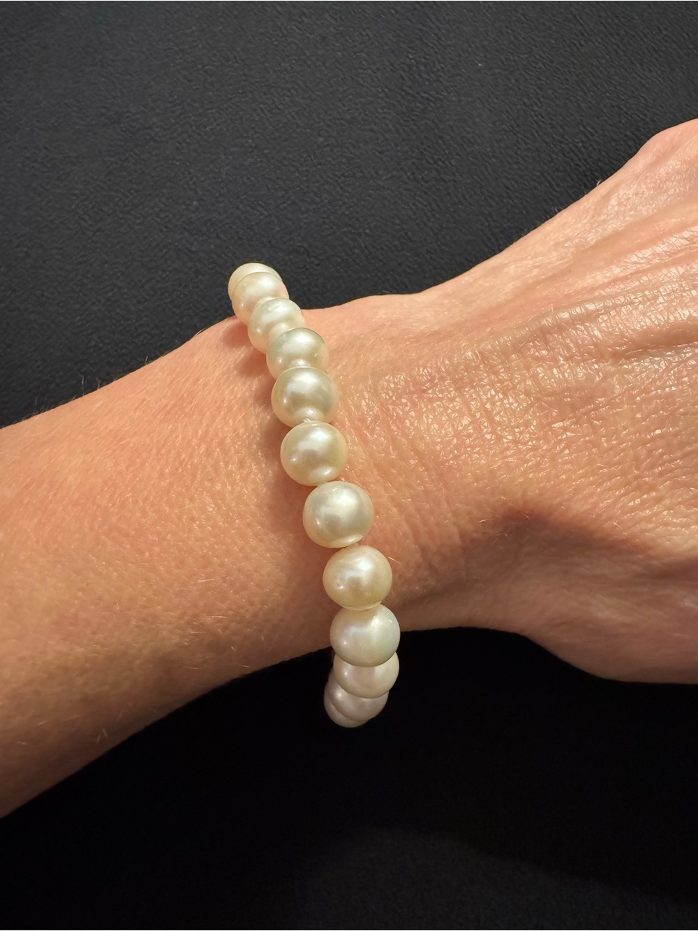 14K Gold Genuine Cultured Pearl Bracelet 8” Knotted - Signed CP - Picture 5 of 5